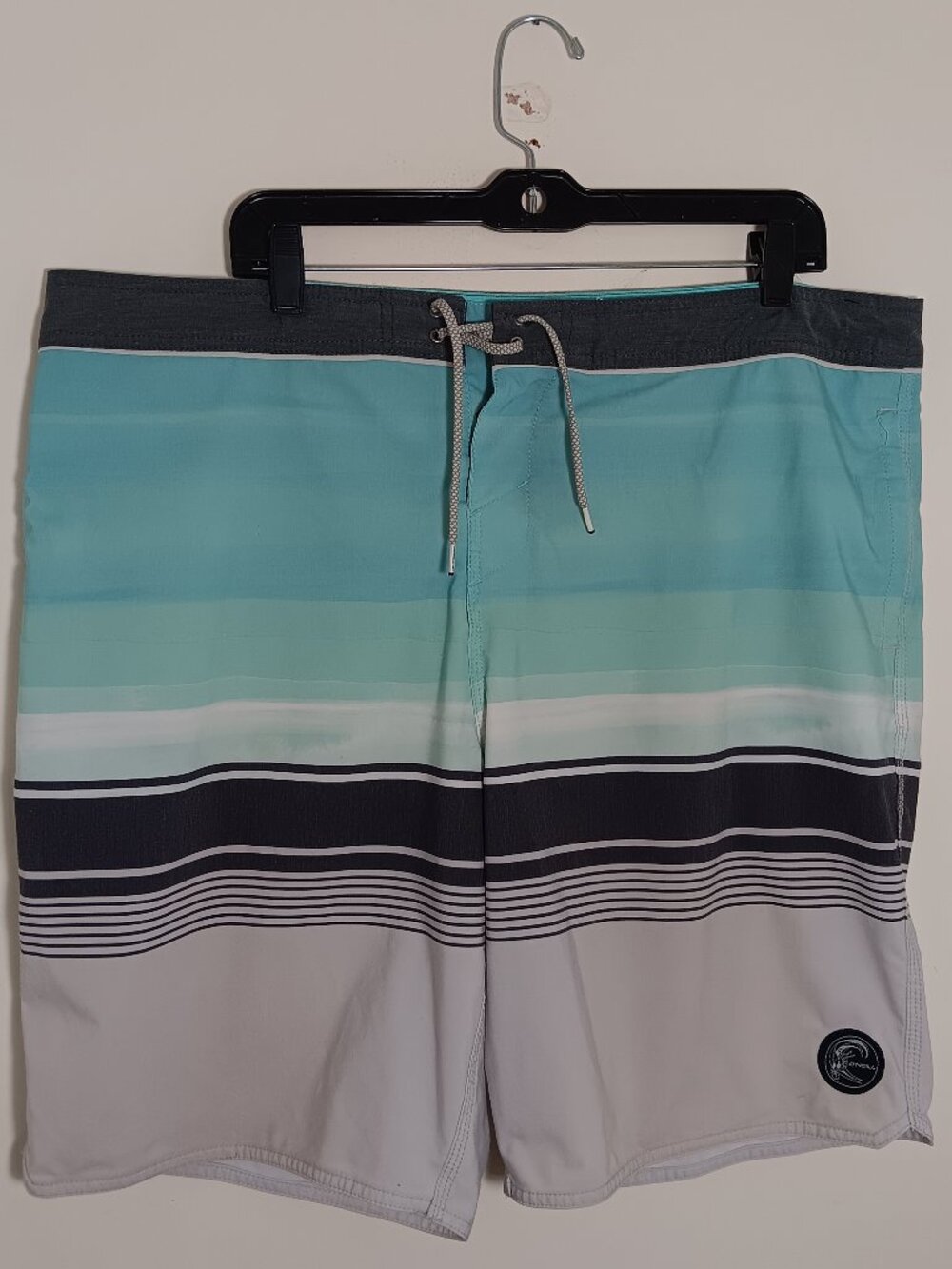 oneill hiperfreak 24-7 board shorts mens size 40 aqua blue gray strech surf swim